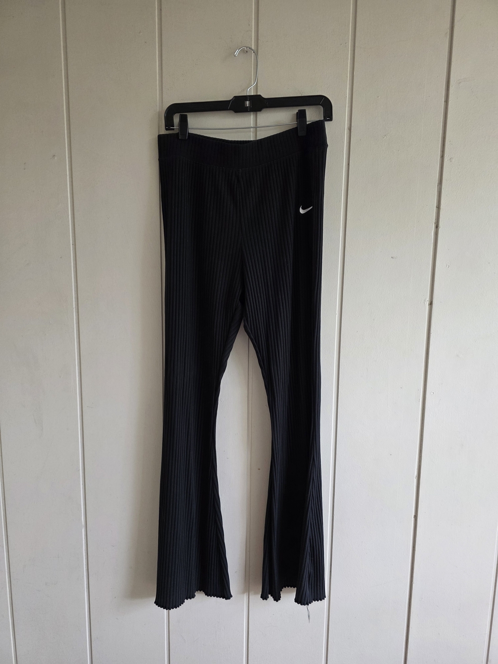 Nike High Rise Ribbed Leggings Bellbottoms Black Large